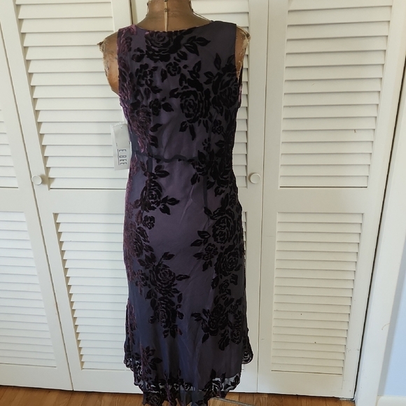 Robbie Bee Y2K Plum Velvet And Silk Beaded Dress - Picture 12 of 14